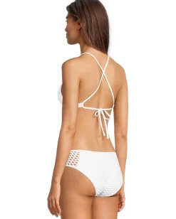 BECCA Castaway Luna Textured Halter Top White Clearance