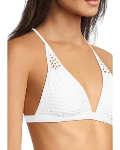 BECCA Castaway Luna Textured Halter Top White Clearance
