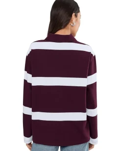 Madewell Casual Cotton Polo Oversized Rugby Stripe Dark Pom Discount