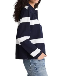 Madewell Casual Cotton Polo Oversized Rugby Stripe Mn Navy