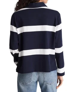 Madewell Casual Cotton Polo Oversized Rugby Stripe Mn Navy