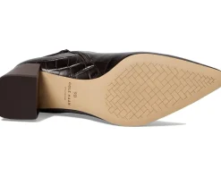 Cole Haan Catlyn Block Heel Bootie Dark Chocolate Croc Print Leather New