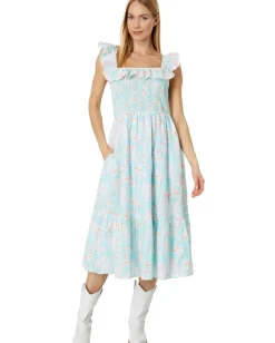 Women Vineyard Vines Cay Floral Smocked Midi Dress