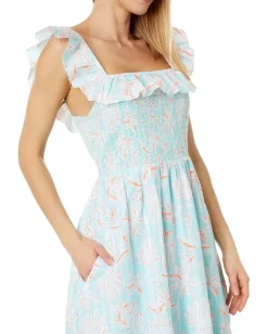 Women Vineyard Vines Cay Floral Smocked Midi Dress