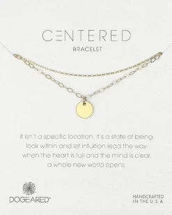 Women Dogeared Centered Medium Circle 2 Chain Bracelet