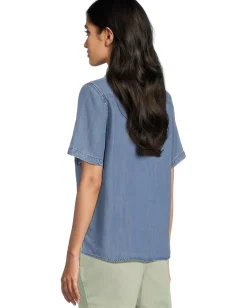 Tommy Bahama Chambray O'lei Utility Popover Medium Indigo Wash Hot