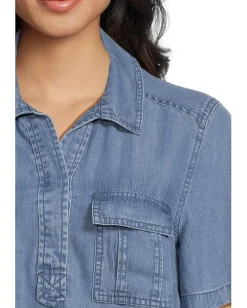 Tommy Bahama Chambray O'lei Utility Popover Medium Indigo Wash Hot