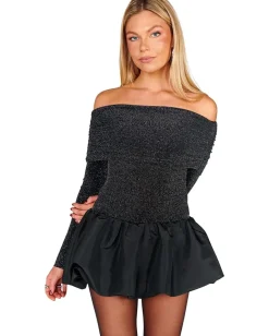 Show Me Your Mumu Charlize Mini Dress Black Dancing Queen Shine New
