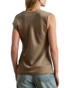 Women Lauren Ralph Lauren Charmeuse Asymmetrical Blouse