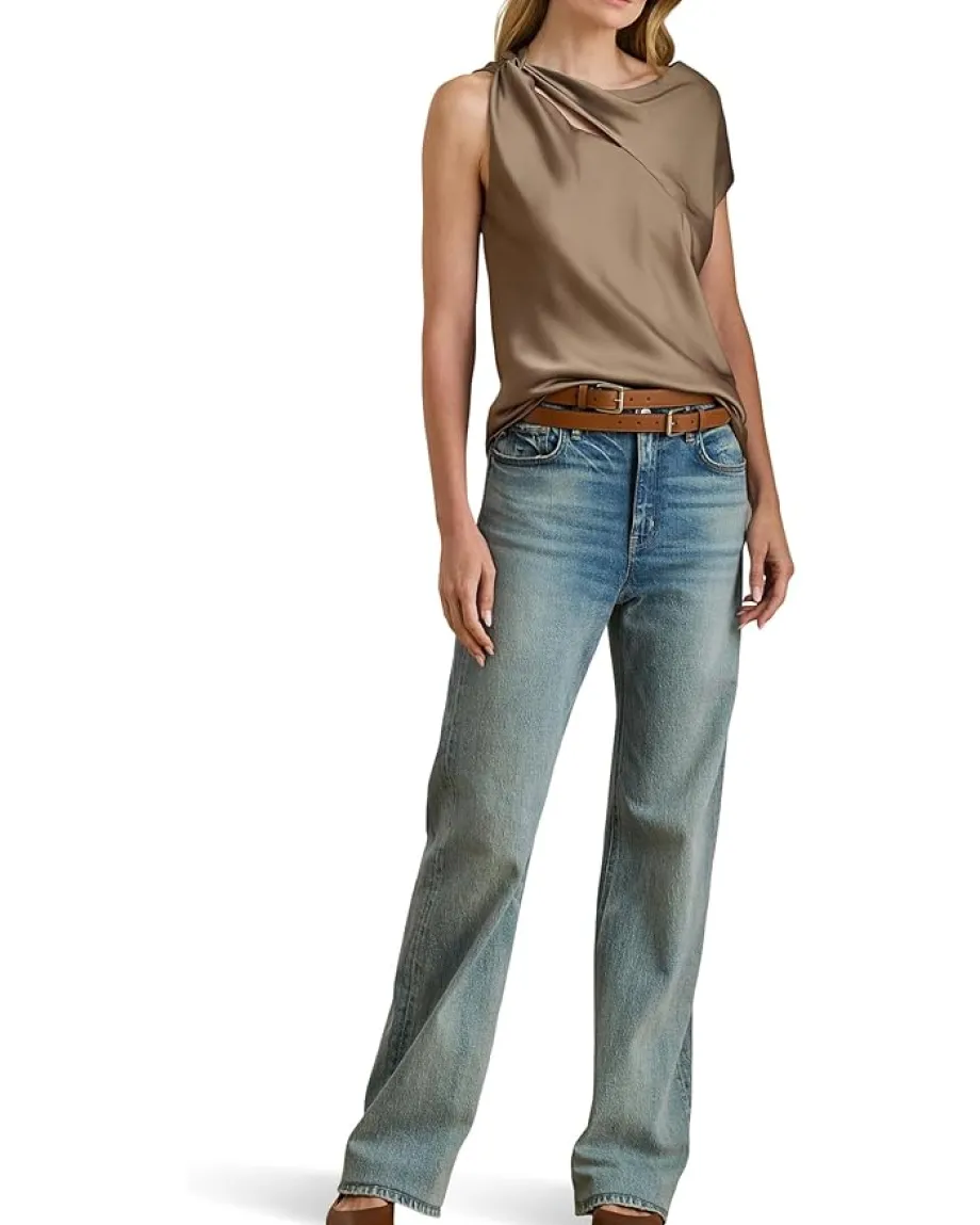 Women Lauren Ralph Lauren Charmeuse Asymmetrical Blouse