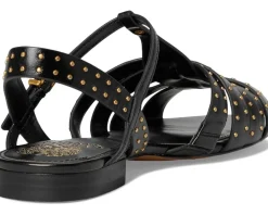 Vince Camuto Chaya Studded Gladiator Flat Sandals Black