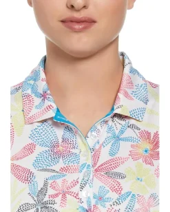 Callaway Chevron Floral Sleeveless Polo Brilliant White Best