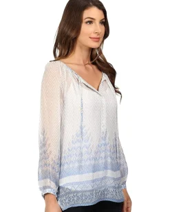 Women Lucky Brand Chevron Peasant Top