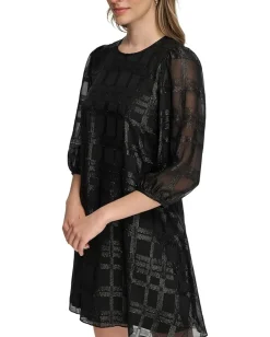 Calvin Klein Chiffon A-Line with Lurex Black