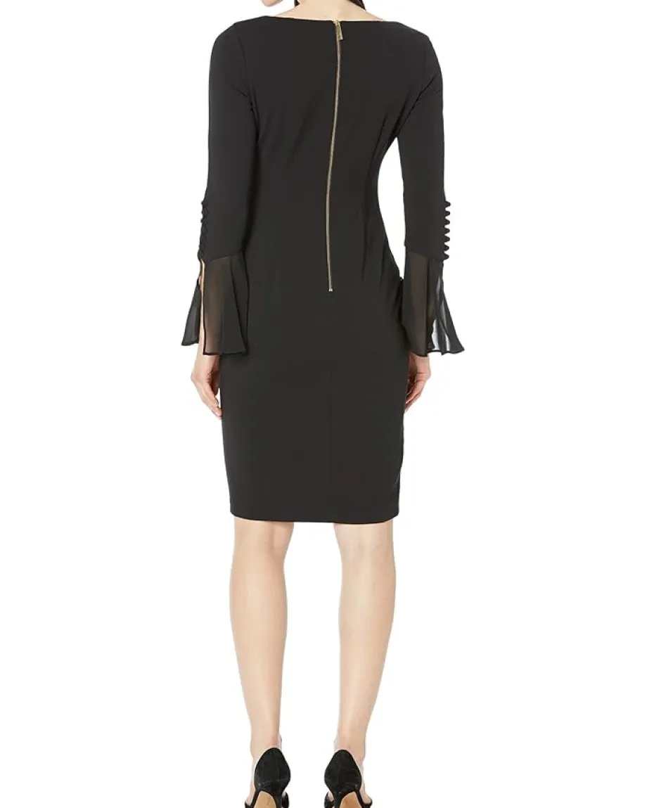 Women Calvin Klein Chiffon Bell Sleeve Sheath Dress