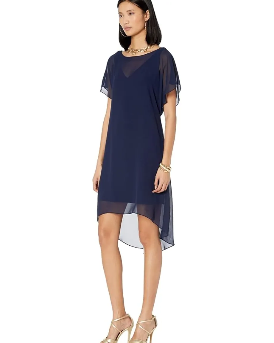 Women Adrianna Papell Chiffon Overlay Sheath Dress