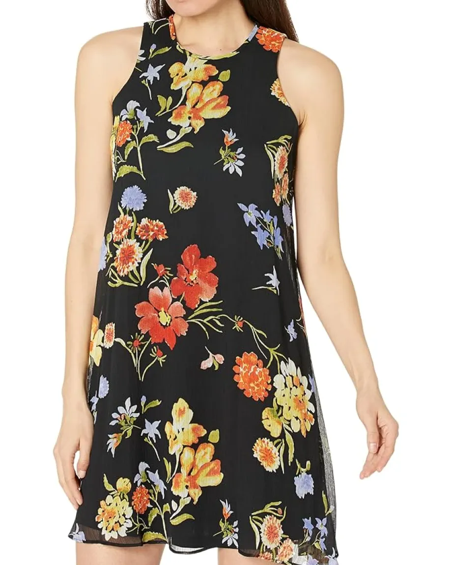 Women Calvin Klein Chiffon Print Sleeveless Shift Dress