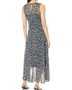 Women Calvin Klein Chiffon Print V-Neck Maxi Dress