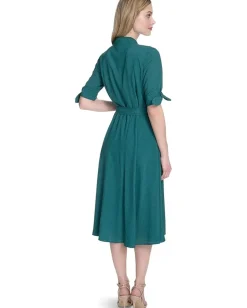 Women Calvin Klein Chiffon Short Sleeve Shirt Dress