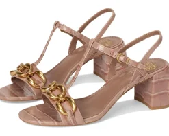 Vince Camuto Chirie Chain Link Block Heel Sandals Chai Latte