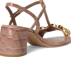 Vince Camuto Chirie Chain Link Block Heel Sandals Chai Latte