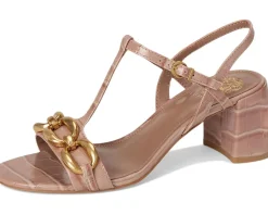 Vince Camuto Chirie Chain Link Block Heel Sandals Chai Latte