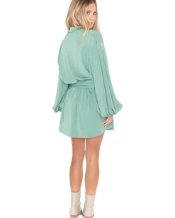 Show Me Your Mumu Chloe Collared Dress Sage Slinky Stretch Best