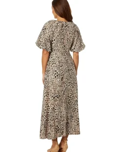 Lilly Pulitzer Clairanne Elbow Sleeve Maxi Macadamia Big Pattern Play Outlet