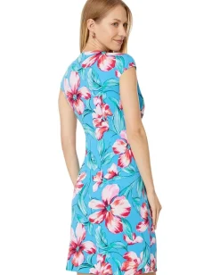 Tommy Bahama Clara Stripe Barts Blossom Dress Pacific Cyan Clearance