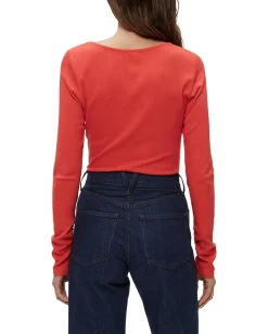 Women Michael Stars Clarke Knife Neck Ruched Tee