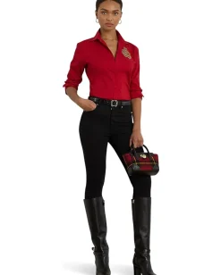Lauren Ralph Lauren Classic Fit Logo Cotton-Blend Shirt Ralph Red Best