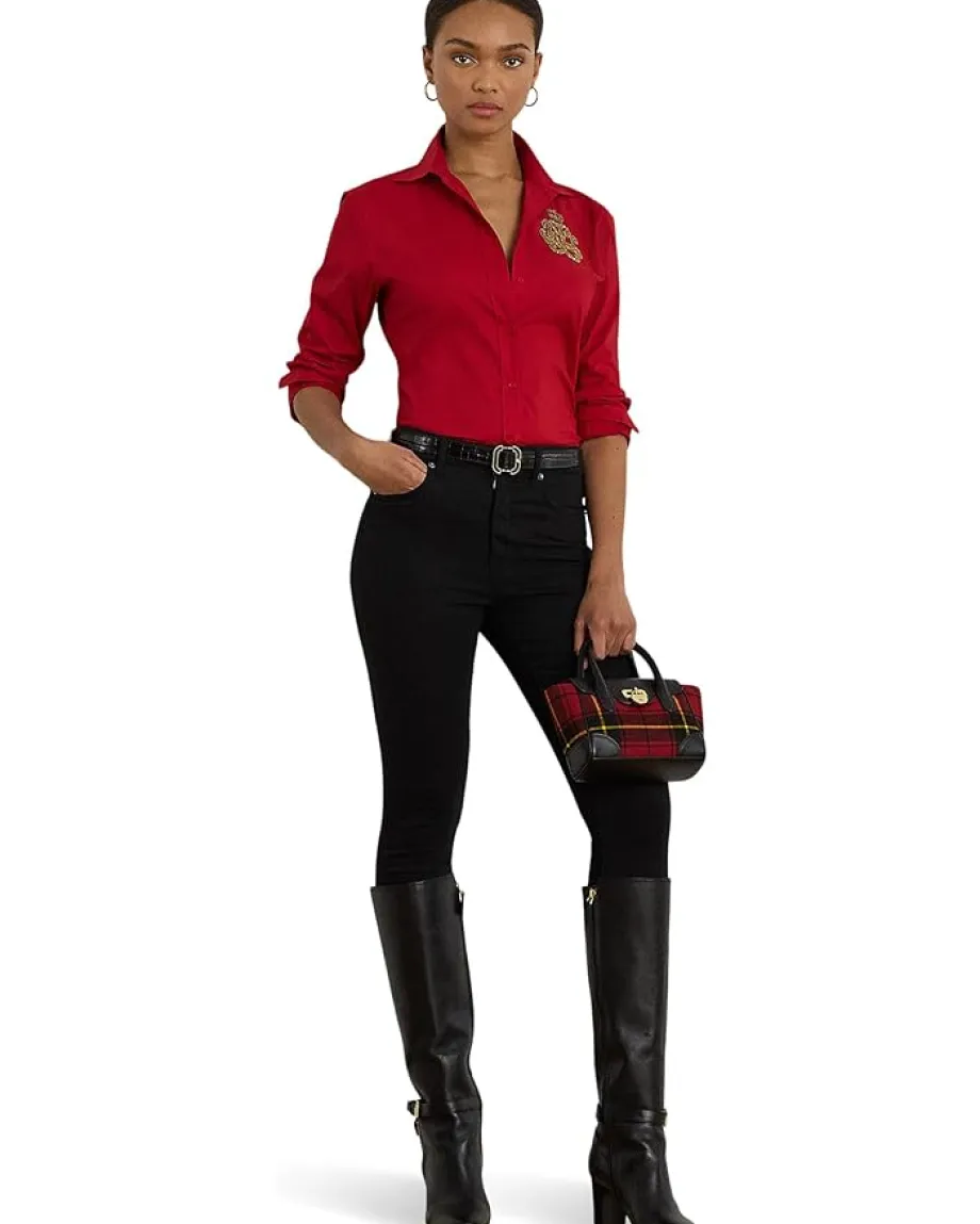 Lauren Ralph Lauren Classic Fit Logo Cotton-Blend Shirt Ralph Red Best