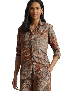 Women Lauren Ralph Lauren Classic Fit Paisley Crepe Shirt