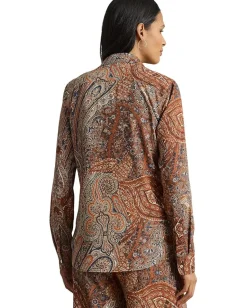 Women Lauren Ralph Lauren Classic Fit Paisley Crepe Shirt