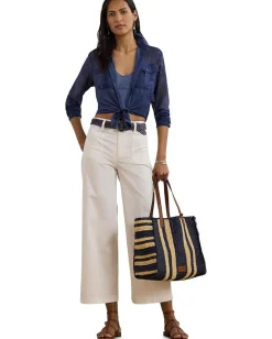 Lauren Ralph Lauren Classic Fit Print Chiffon Shirt Blue Multi New