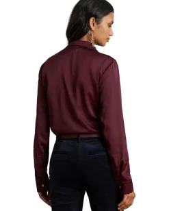 Women Lauren Ralph Lauren Classic Fit Satin Charmeuse Shirt