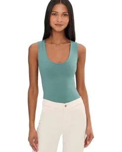 Free People Clean Lines Muscle Cami Mineral Blue Outlet