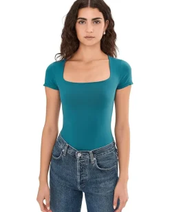 Free People Clean Lines Sunfade Baby Tee Still Sea Sale