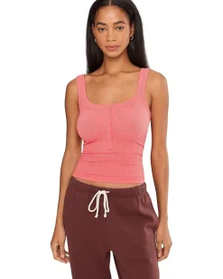 Free People Clean Slate Henley Radiant Watermelon Discount