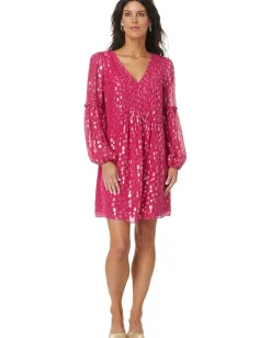 Lilly Pulitzer Cleme Silk Dress Mystique Pink Silk Bubbly Clip New