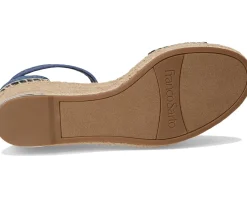 Franco Sarto Clemens Raffia Espadrille Wedge Heel Sandals Denim Blue Raffia Best