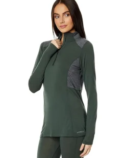 Hot Chillys Clima-Wool Zip-T Od Green/Grey Heather New