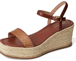 Cole Haan Cloudfeel Keeton Espadrille Flatforms Tan Raffia/Dark Cuoio Leather Online