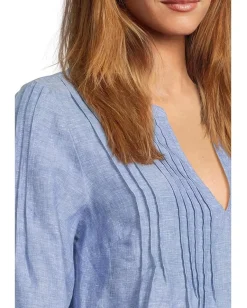 Tommy Bahama Coastalina Pintuck Peasant Top Buccaneer Blue