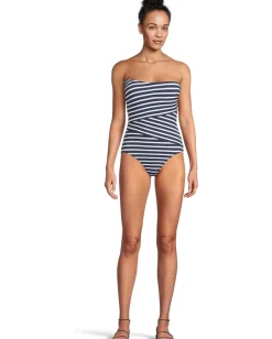 Tommy Bahama Coastline Stripe Bandeau 1Pc Mare Navy Discount