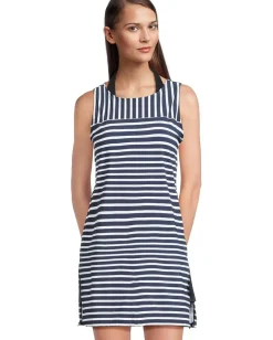 Women Tommy Bahama Coastline Stripe Hi Neck Romper