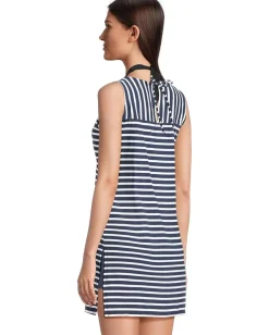 Women Tommy Bahama Coastline Stripe Hi Neck Romper