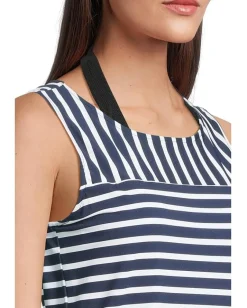 Women Tommy Bahama Coastline Stripe Hi Neck Romper