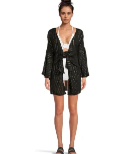 BECCA Colette Clare Crochet Flower Plunge One Piece White New