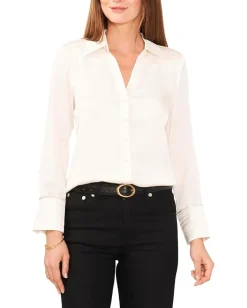 Vince Camuto Collard Long Sleeve Blouse New Ivory Hot